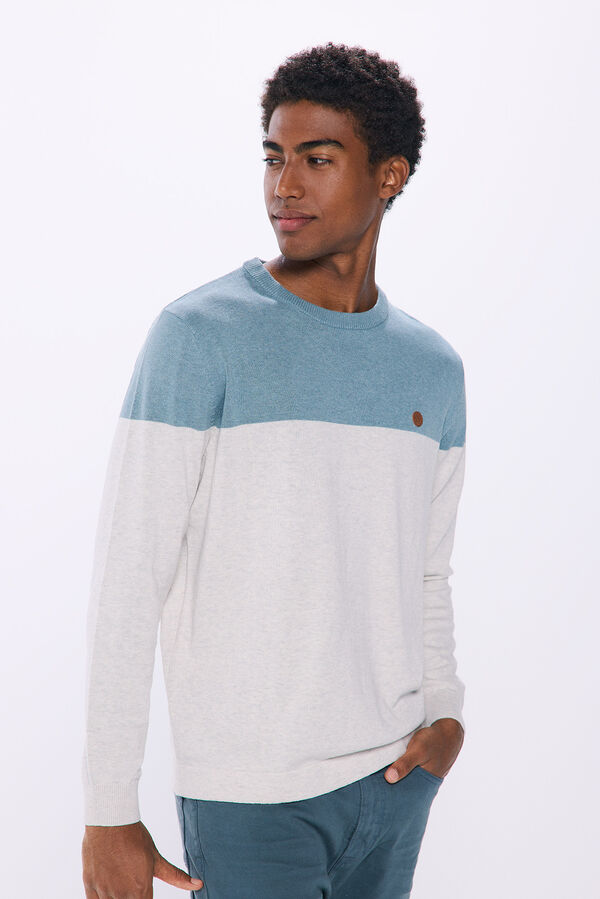 Springfield Basic color block sweater blue