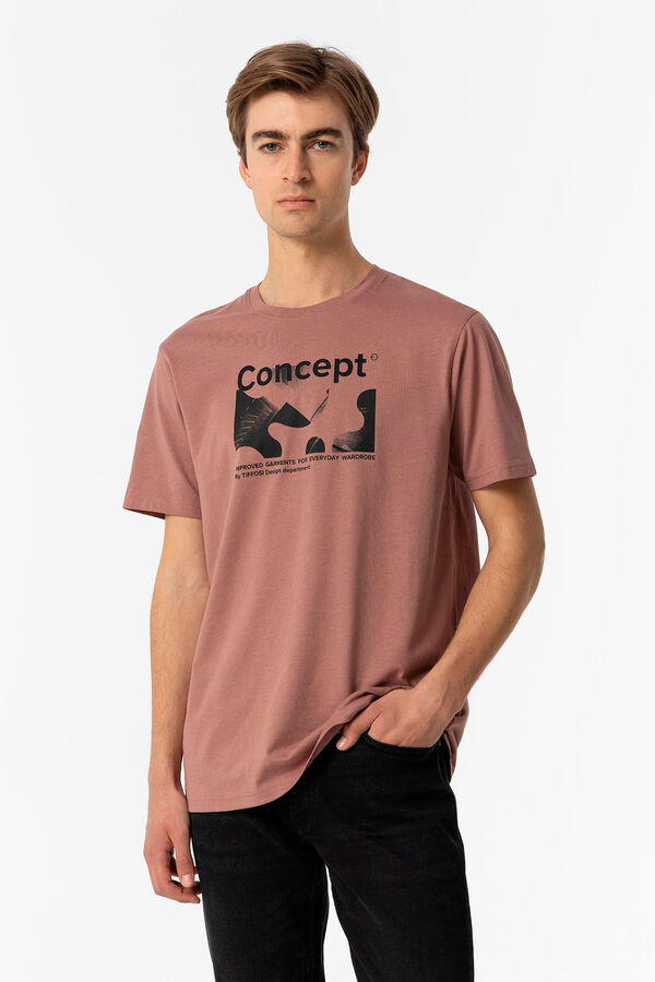 Springfield T-Shirt mit Print vorne pink