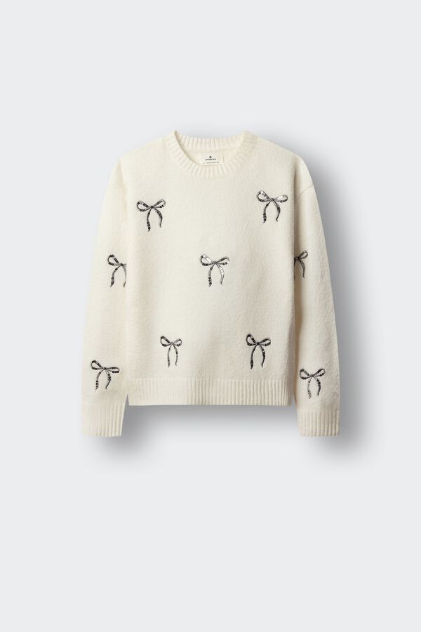 Springfield Kids Jersey lazos lentejuelas ni&ntilde;a marfil