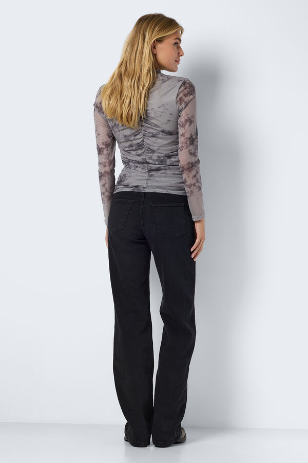 Noisy May Mesh top with gathered front  grey