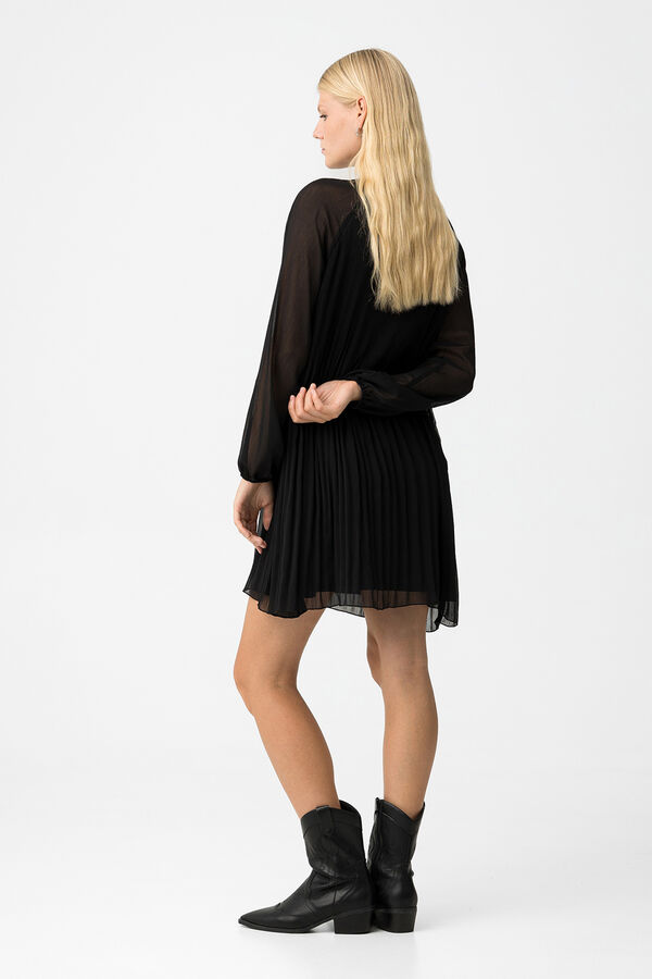 Tiffosi Pleated Dress with Drawstring Crna