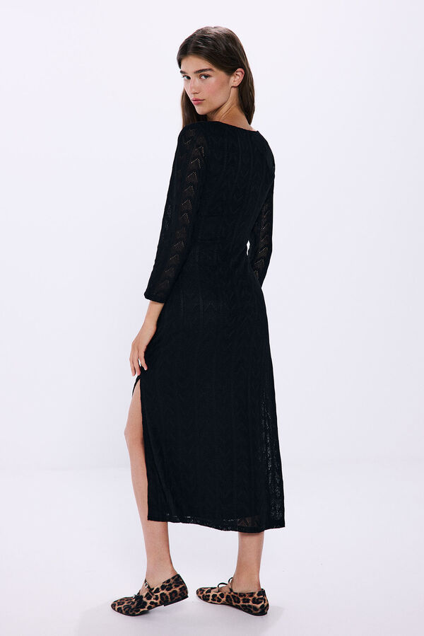 Springfield Gathered structured midi dress black