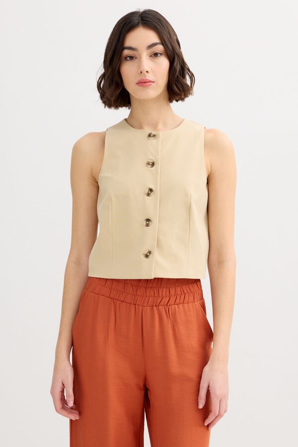 Inside Linen gilet brown