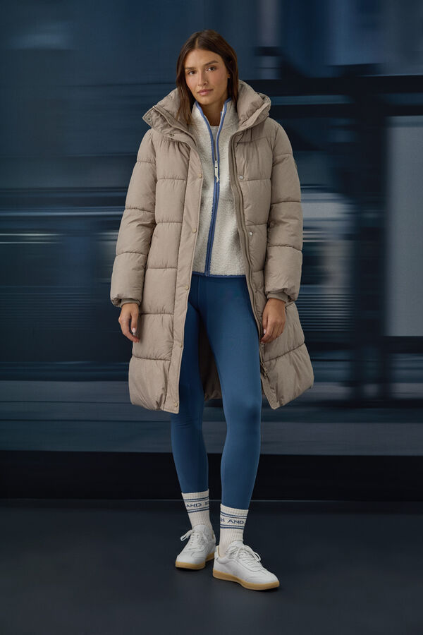 Springfield Veste longue matelass&eacute;e thermique &agrave; capuche nude