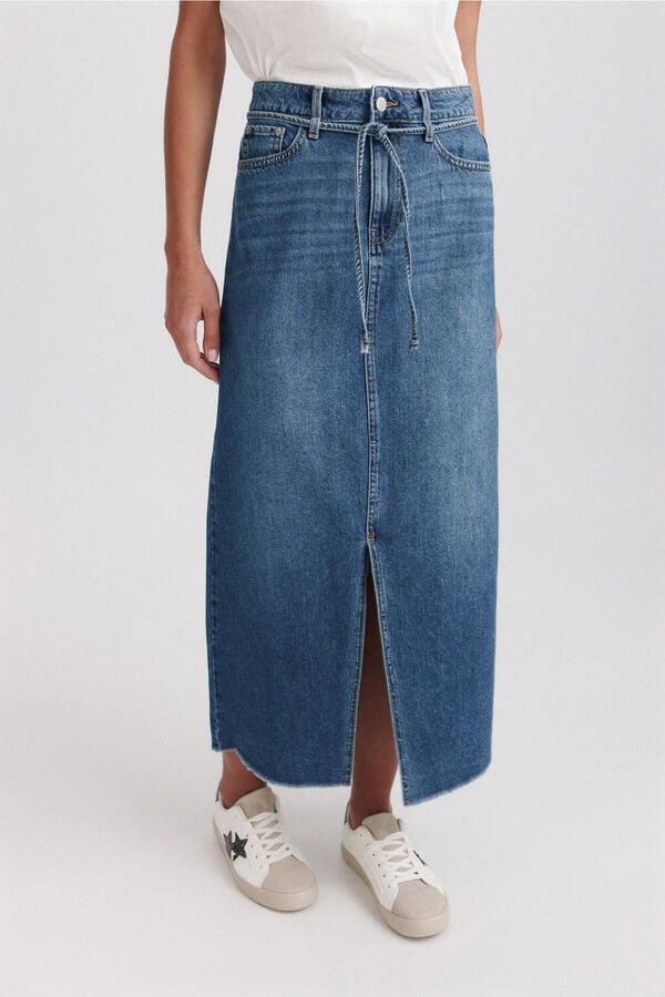 Springfield Denim long skirt blue
