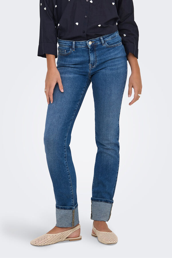Only Jeans slim bajo vuelto azul