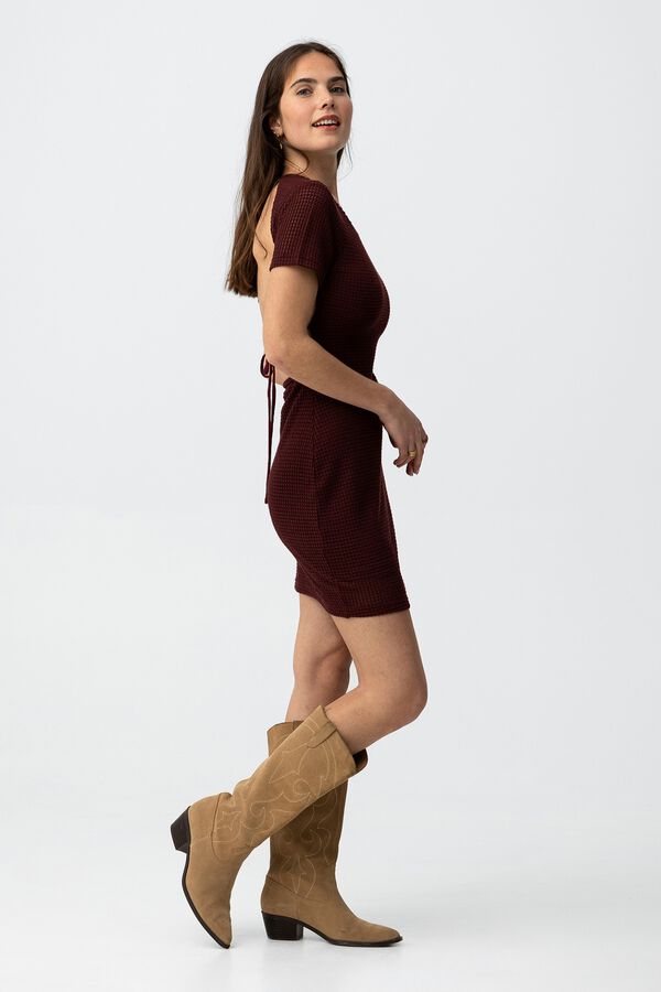 Tiffosi Young Vestido slim manga corta burdeos