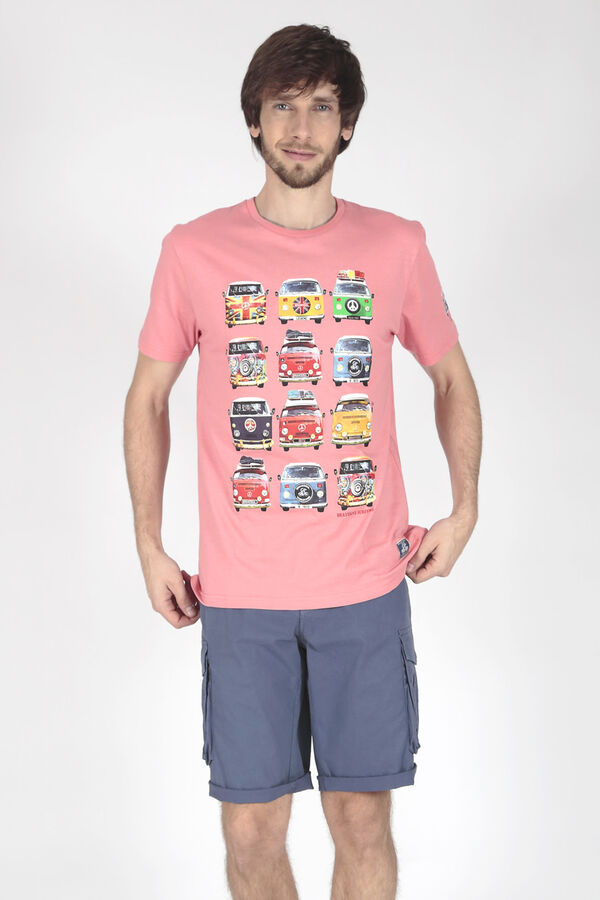 Springfield T-shirt de manga curta com carrinhas terracotta