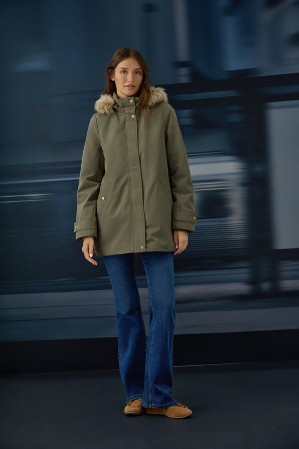 Springfield Parka with faux fur hood printed