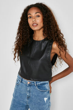 Springfield Cropped faux-leather top black