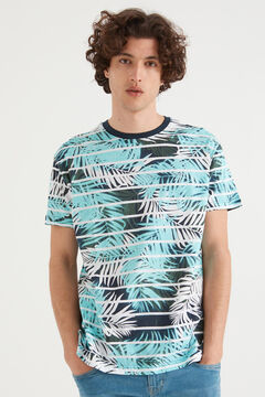 Springfield Camiseta tropical rayas navy mix