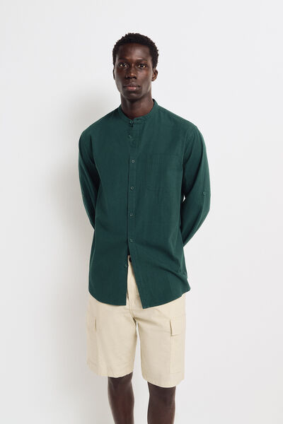 Springfield Camisa seersucker mao verde