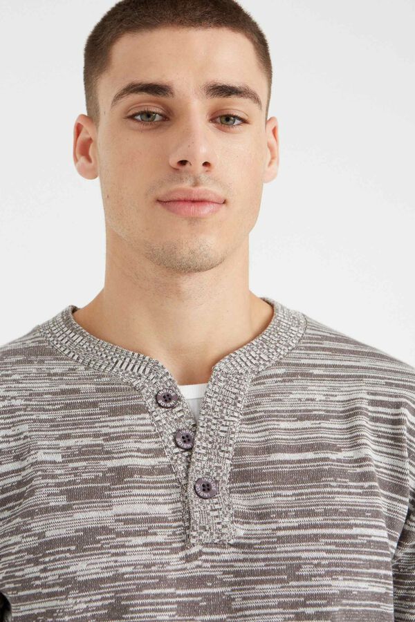 Inside V-neck cable knit jumper grey