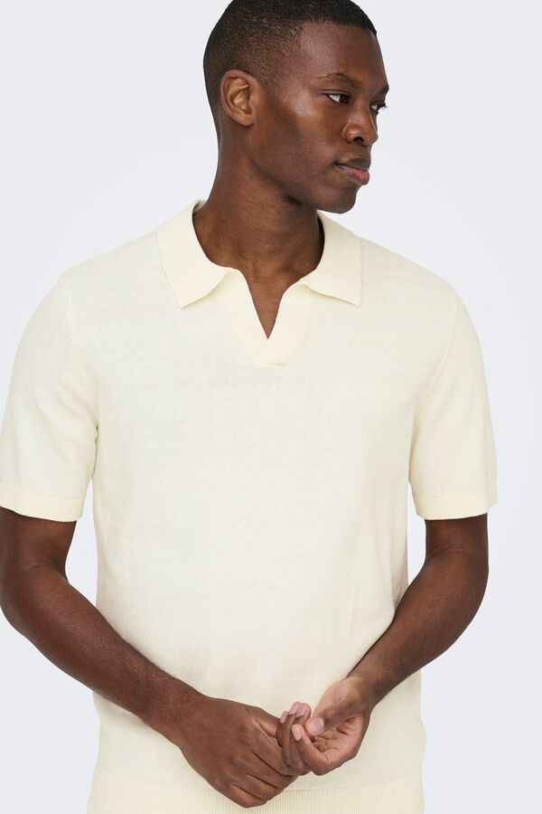 Only & Sons Polo de punto manga corta blanco