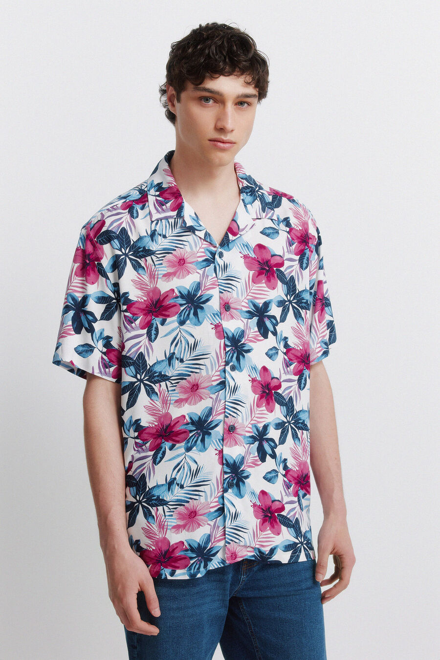 Camisa manga corta viscosa estampada