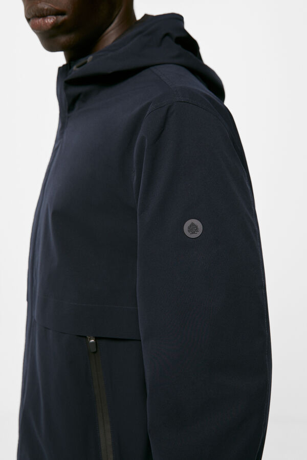 Springfield Duga jakna od tehničke tkanine s kapuljačom tamno plava