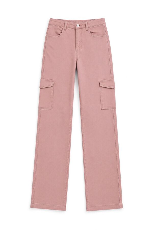 Springfield Cargo straight jeans pink