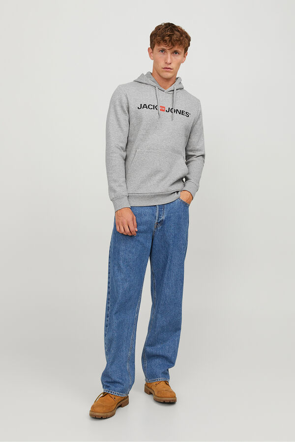 Jack & Jones Sudadera logo capucha gris