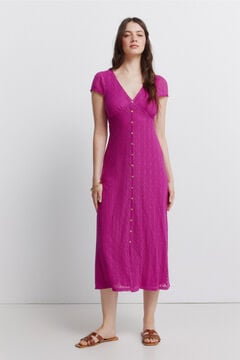 Springfield Crochet midi dress with buttons