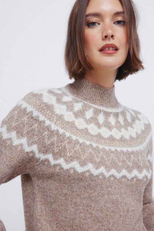 Springfield Pull jacquard à bordure en pull nude