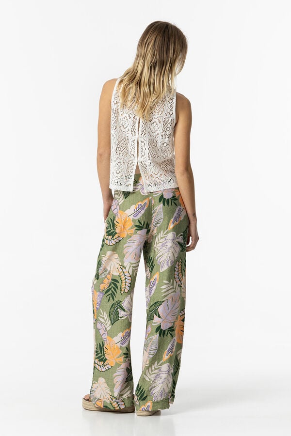 Springfield Printed palazzo trousers green