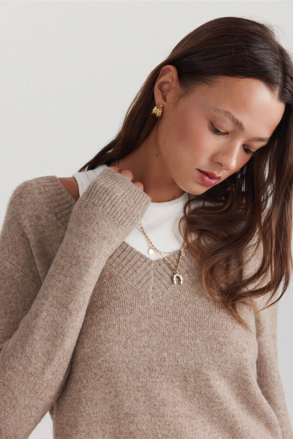 Springfield Oversize V-neck jumper nude