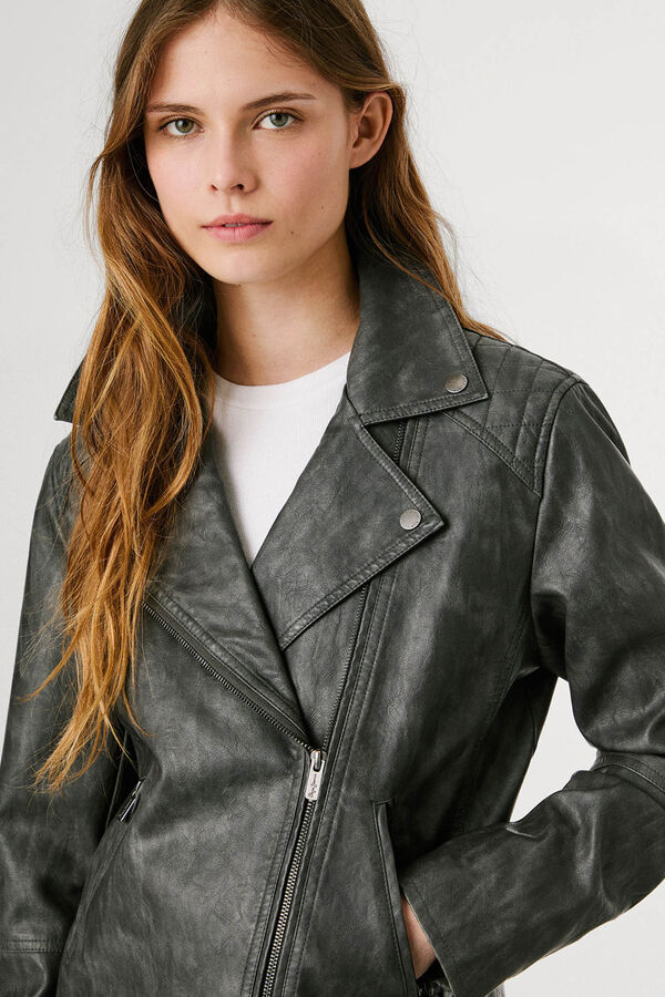 Pepe Jeans Cazadora Biker Efecto Piel negro