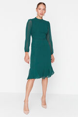 Trendyol Vestido com gola alta e forro verde