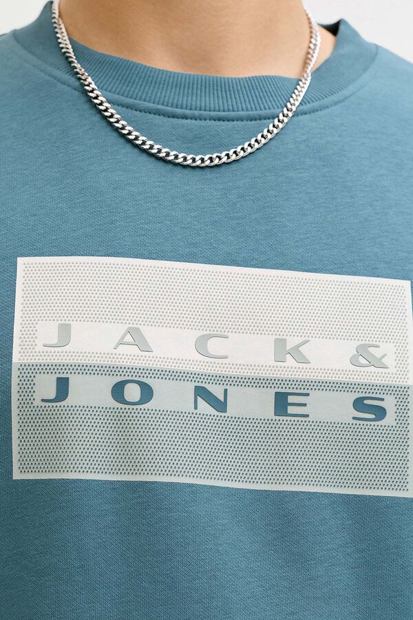 Jack & Jones Sudadera b&aacute;siga logo turquesa