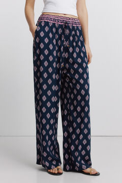 Springfield Printed rustic drawstring trousers