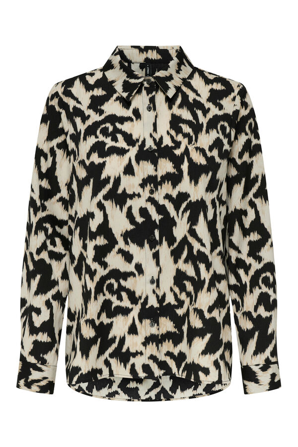 Only Printed long sleeve shirt beige
