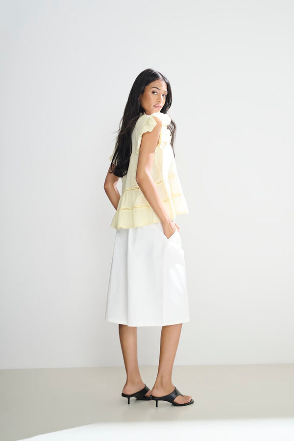 JDY Blusa com folhos estampado