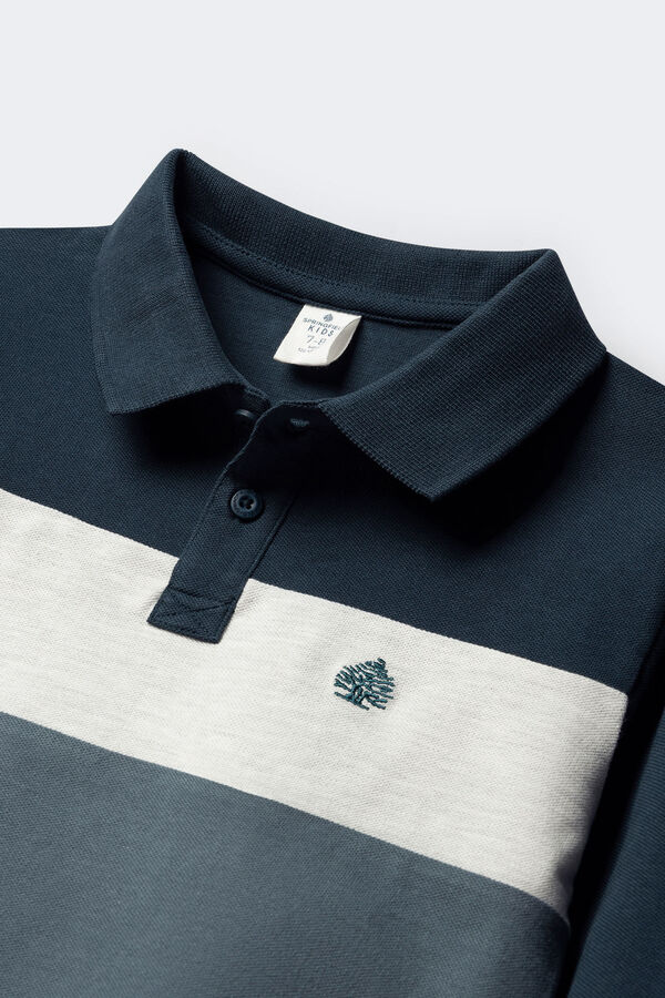 Springfield Kids Polo manga larga color block niño azul
