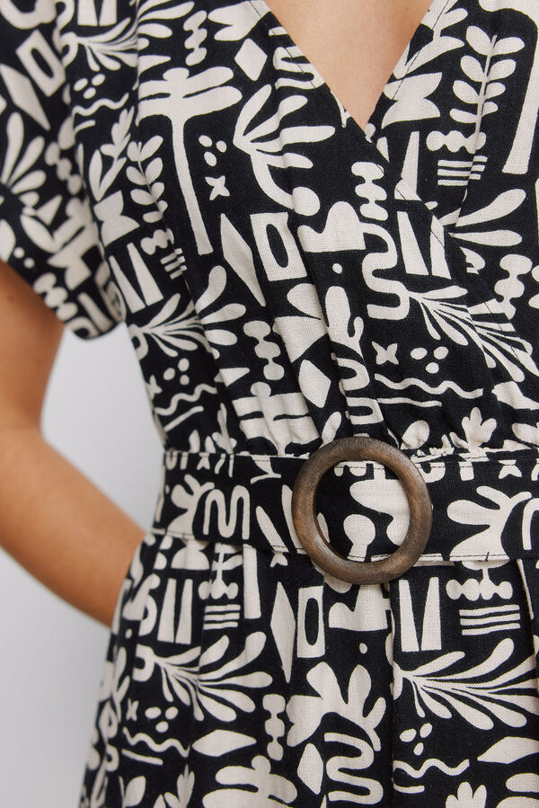 Springfield Linen buckle wrap dress black