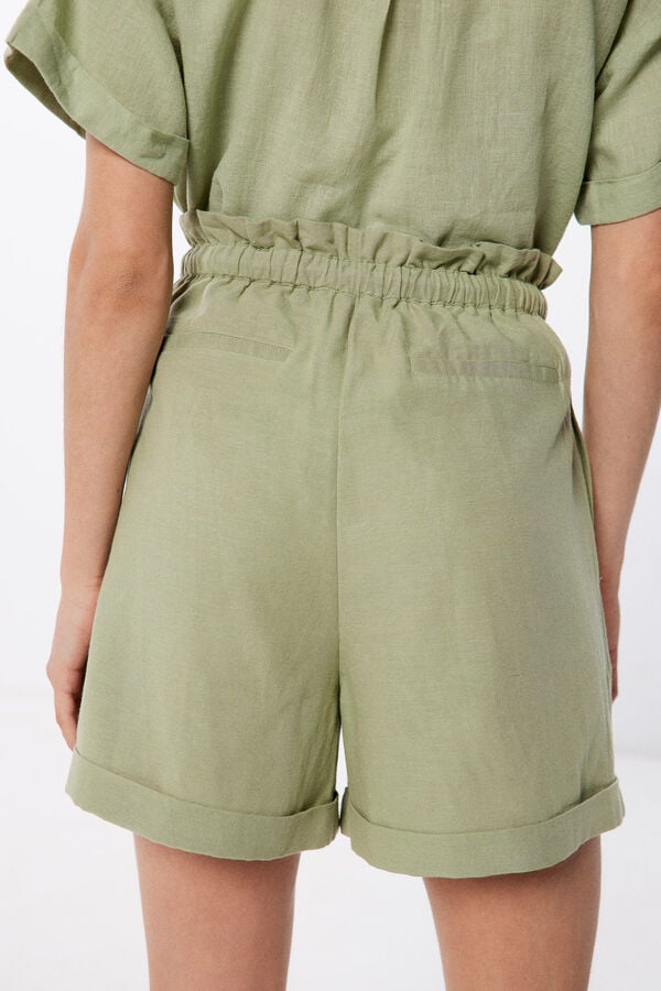 Springfield Linen shorts with elasticated waist grey