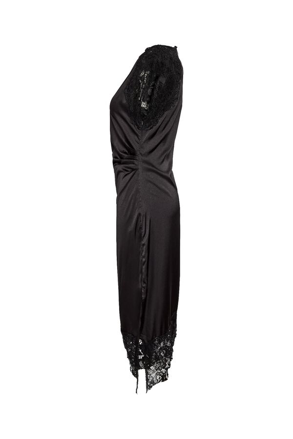 Noisy May Satin-finish dress with lace details black
