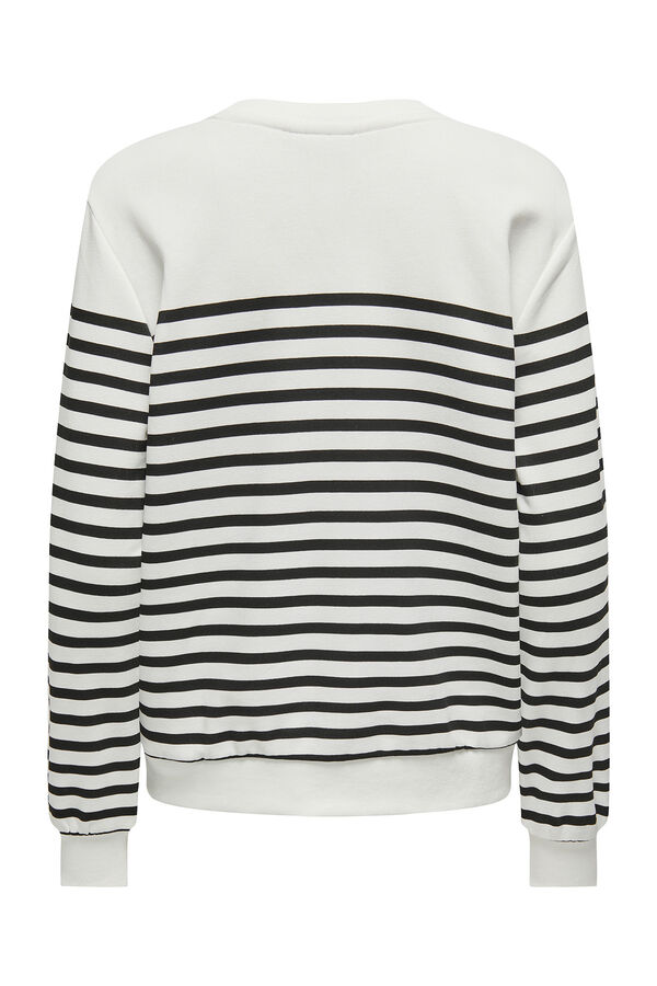 Only Streifen Sweatshirt mit Zeichnung vorne Wei&szlig;