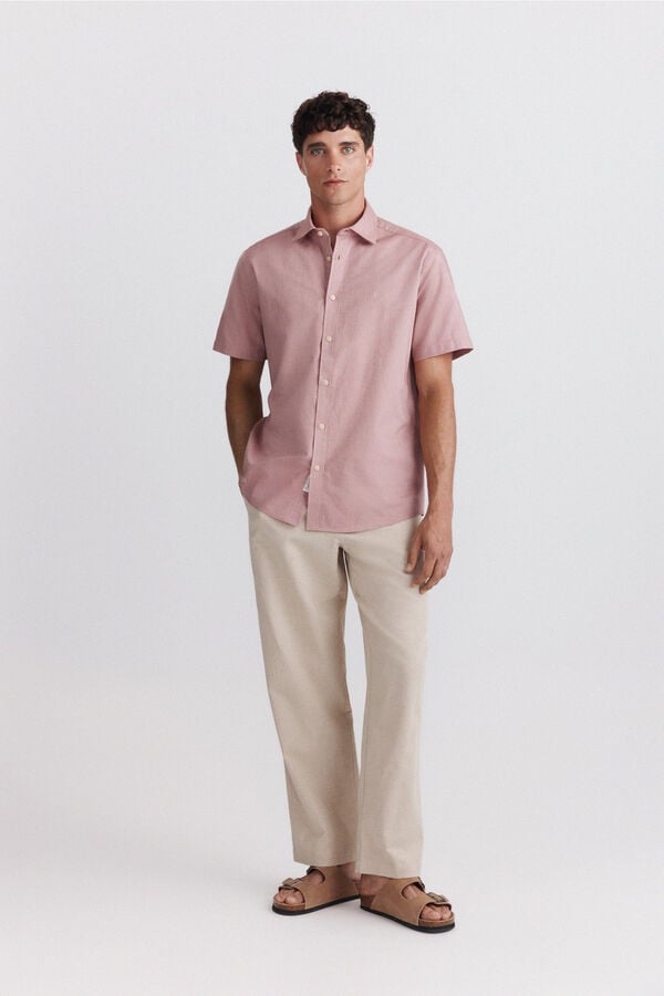 Springfield Chemise oxford &agrave; manches courtes rouge