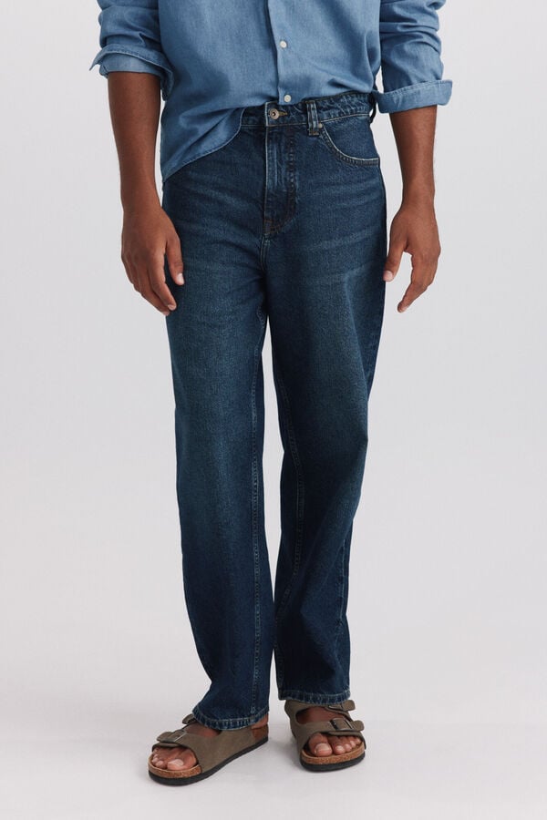 Springfield Dark wash wide leg jeans blue