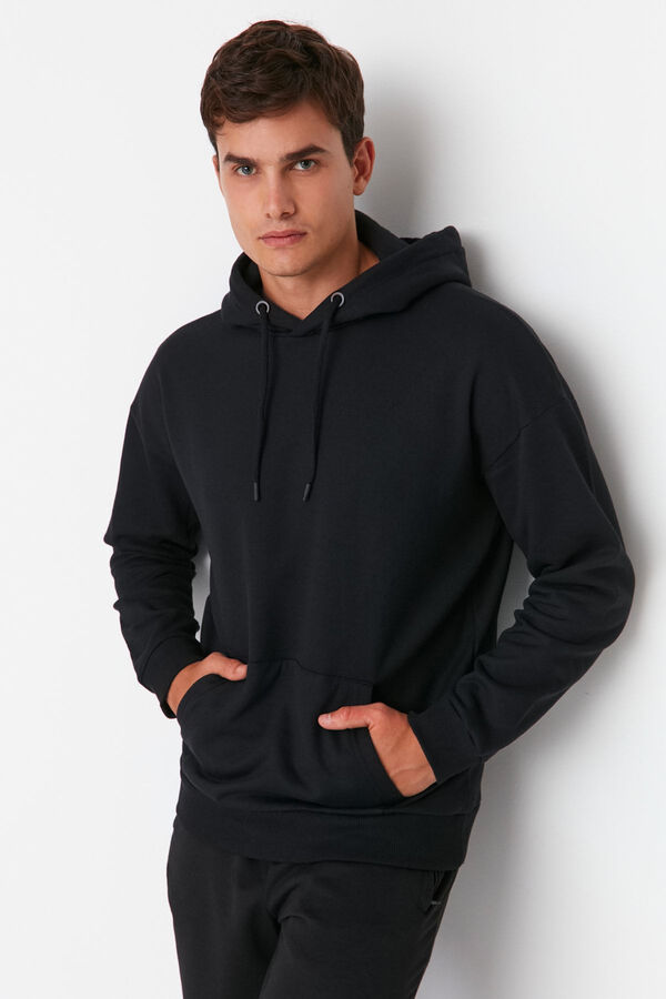 Trendyol Sudadera oversize con capucha negro