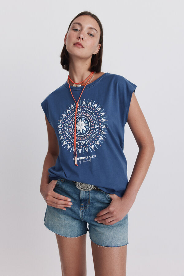 Springfield Printed short sleeve T-shirt blue