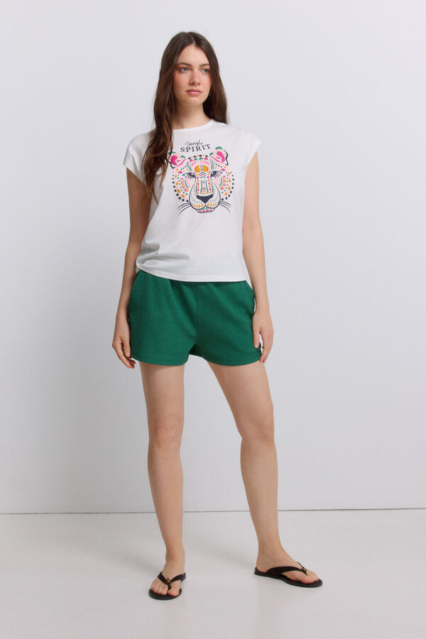Springfield T-shirt sem mangas com desenho branco