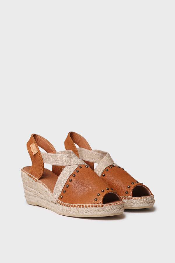 Toni Pons stockings wedge leather espadrille nude