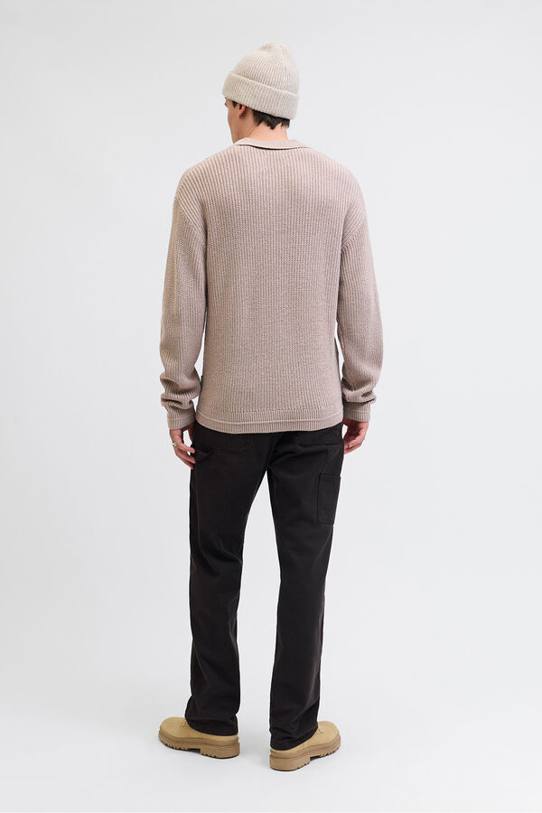 Jack & Jones Jersey-Knit polo shirt with button-down neck grey