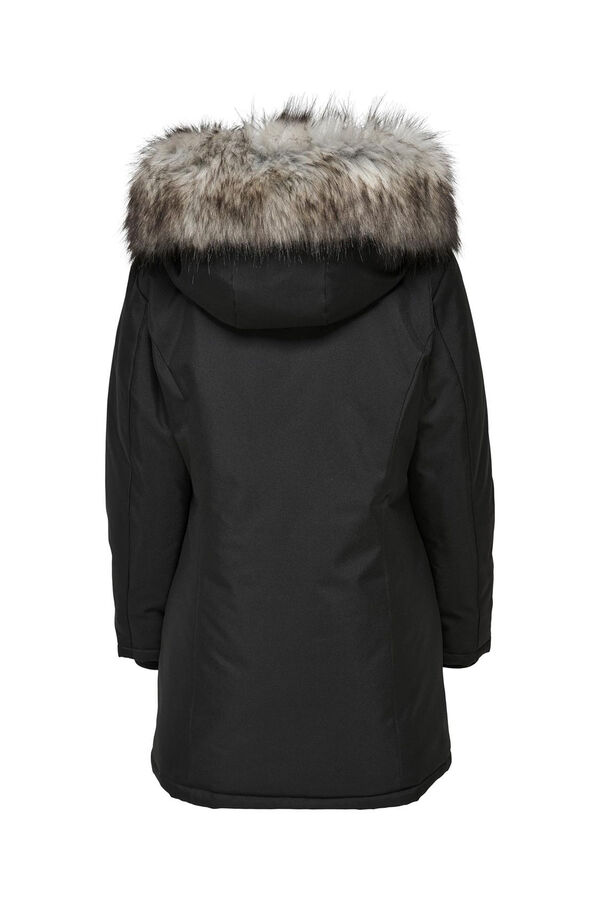Only hood parka with fur black