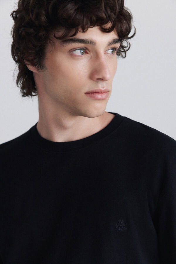 Springfield Ribbed basic long sleeve T-shirt black