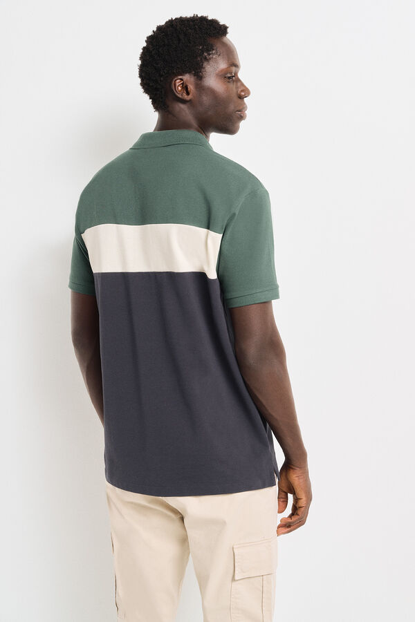 Springfield regular fit color block piqué polo shirt zelena