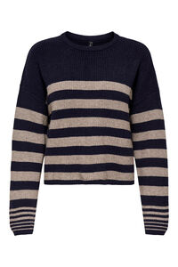 Only Camisola riscas de gola redonda