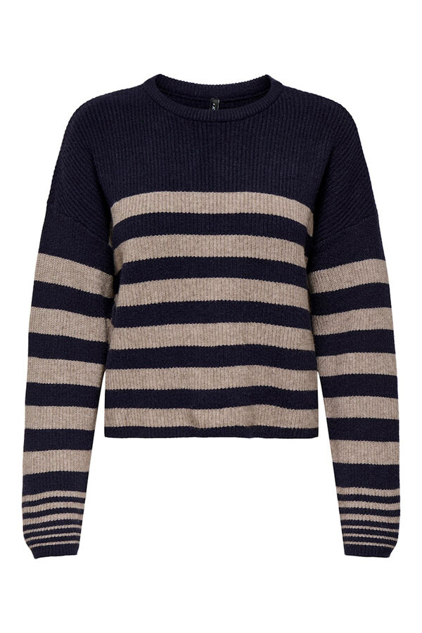 Only Jersey de rayas cuello redondo azul