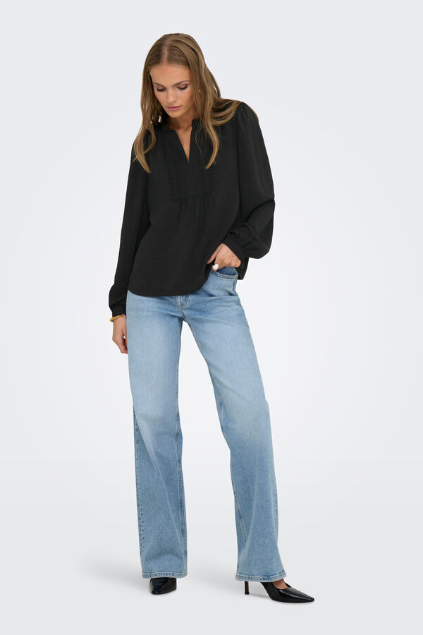 JDY Blusa manga larga fluida negro